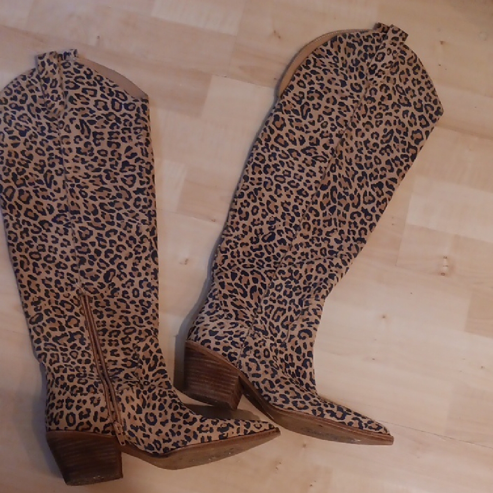 Ginia Leopard Print Over the Knee Boots
